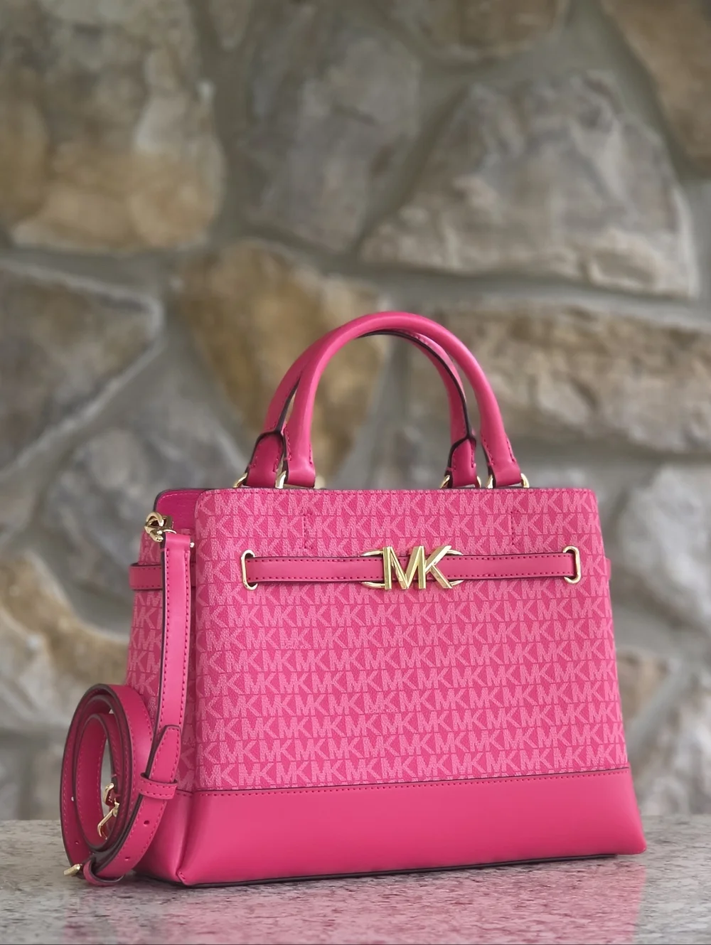 Michael Kors Reed Logo Large Pink Satchel